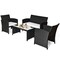 Costway 4PCS Patio Rattan Wicker Furniture Conversation Set Cushioned Sofa Table